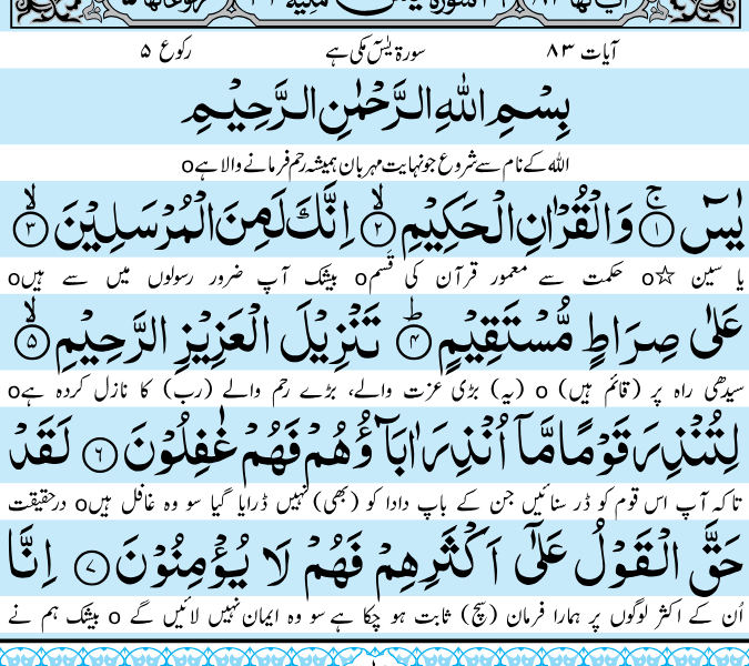 Surah Yaseen Read Online Full PDF Download